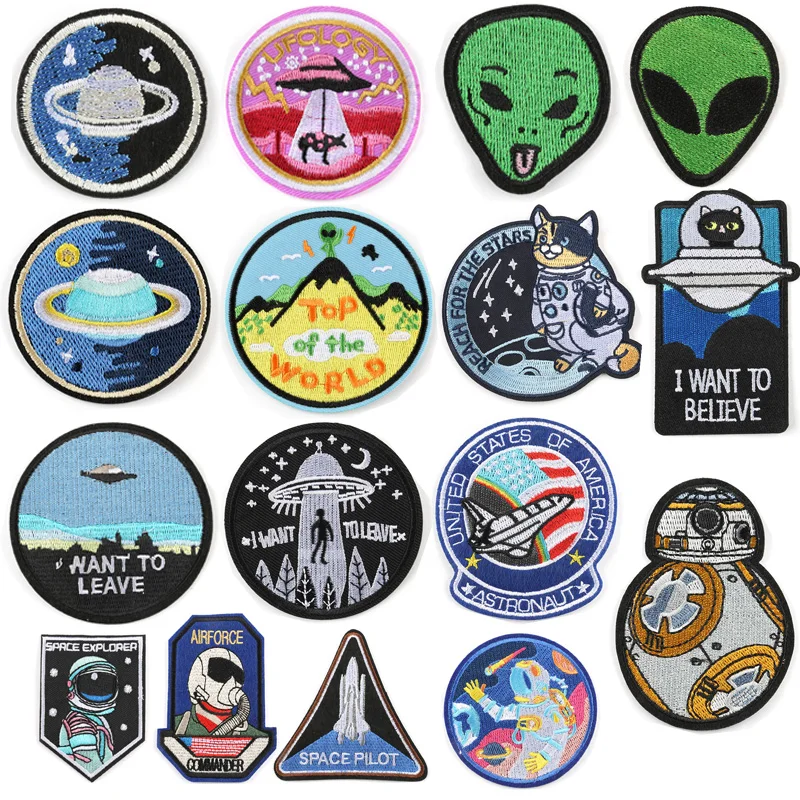 Нашивки с вышивкой астронавтов инопланетянина НЛО нашивки для одежды сделай сам