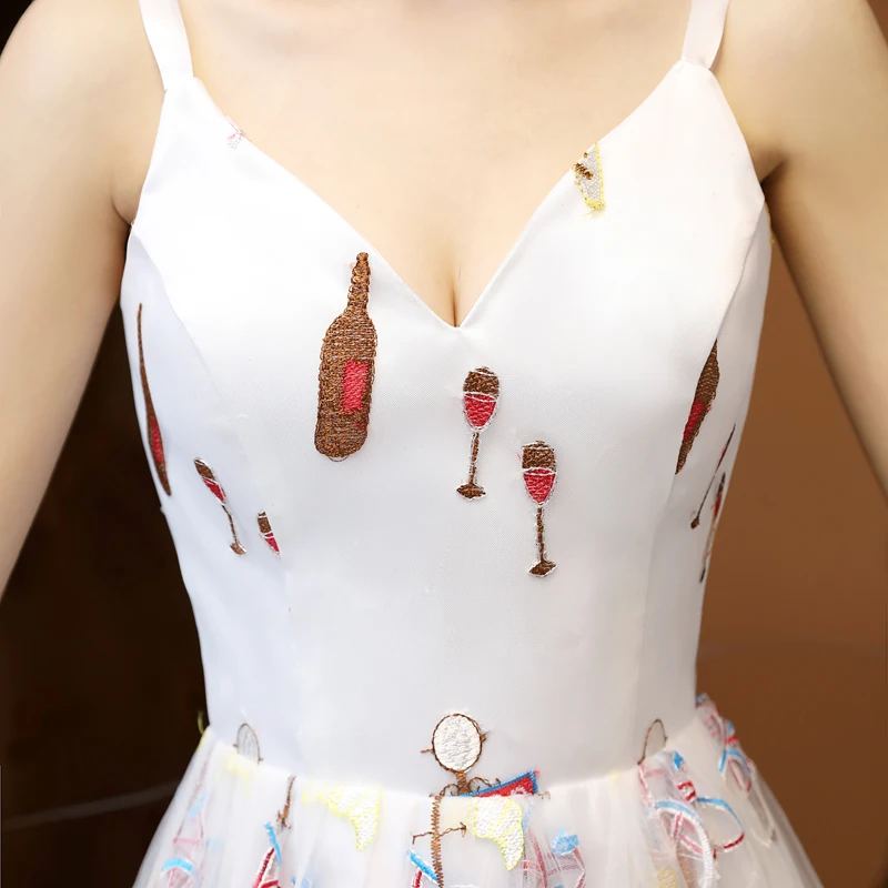 

New Banquet dress women white elegant suspender fashion dress long host dress