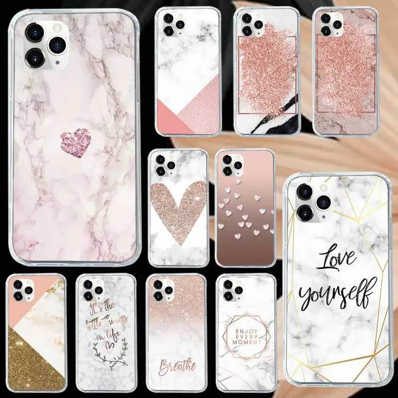 

Glitter Marble Love heart Phone Case for iPhone 11 12 mini pro XS MAX 8 7 6 6S Plus X 5S SE 2020 XR Luxury brand shell funda