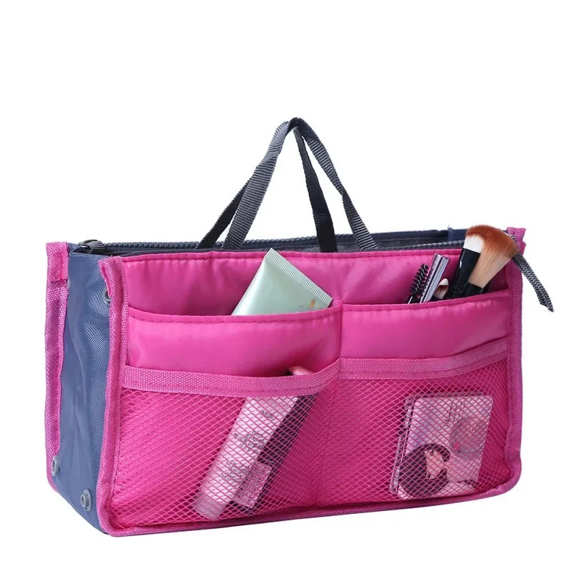 

Portable Cosmetic Bag For Women Insert Organizer Handbag Nylon Purse Large Liner Lady Multifunction Makeup Bag Neceser Mujer