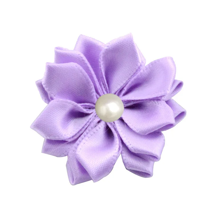 lavender Nishine 1," 10 шт./лот 16 Petaled атлас с розочками лента цветы с жемчужной кнопкой используется для повязка на голову" сделай сам "заколки аксессуары для волос - Цвет: lavender