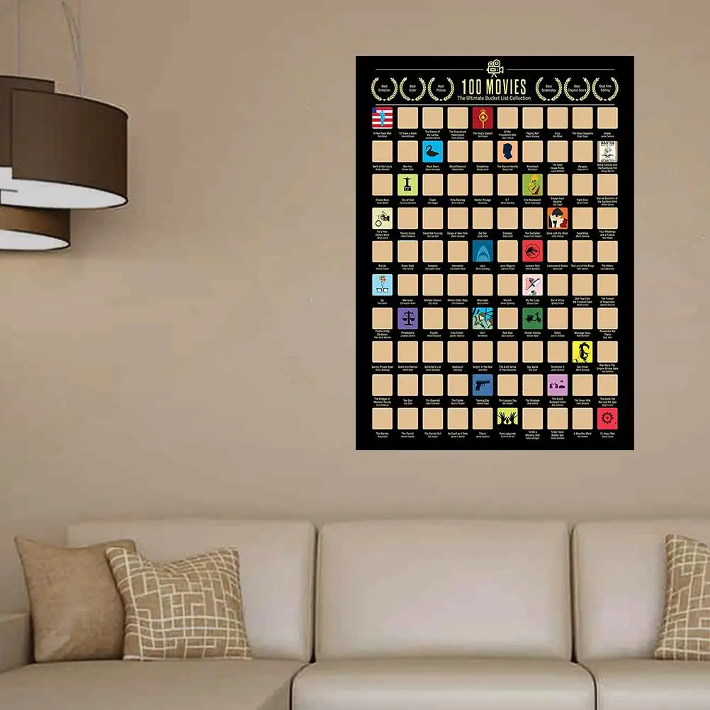 

Hot Selling Film Scratch Off Poster Photo Wallpapers Wall Decoration Smooth Movie Bucket List for Movie Lovers