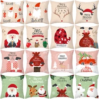 christmas pillowcase cartoon printed peach skin home sofa cushion decorative s linen cover home decoration throw pillow covers