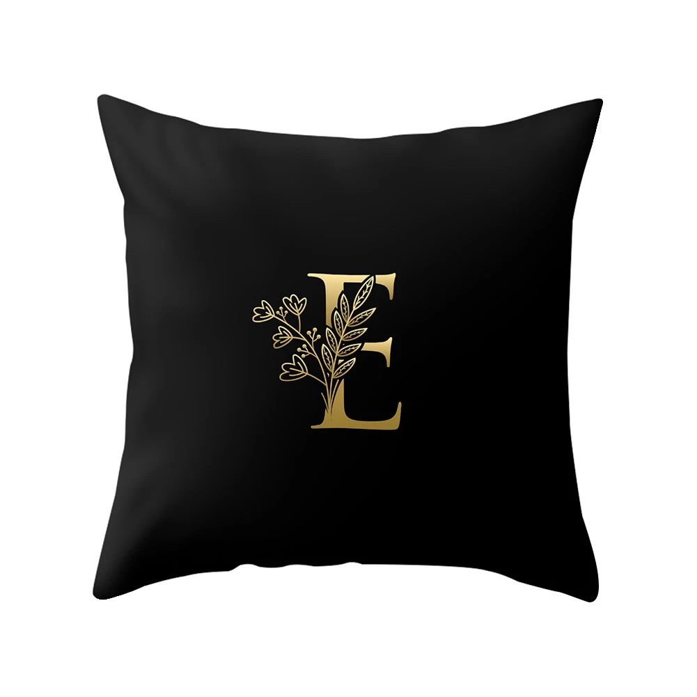 

NEW Gold English Alphabet Green Pillow Cover Floral Print Creative Sofa Cushion Case Livingroom Bedroom Decorative Throw Pillows