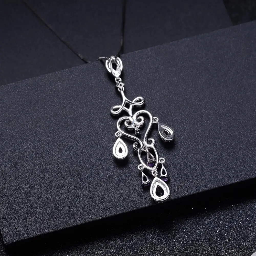 GEM'S балет 2.18Ct натуральный фиолетовый spar кулон 925 пробы серебряные ожерелья и подвески ювелирные украшения для женщин Свадебные