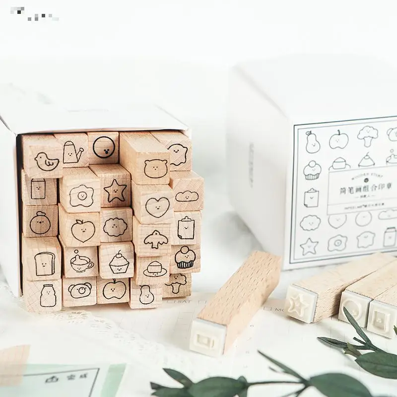 25 шт./компл. Винтаж простой штамп граффити DIY Деревянные и резиновые штампы для скрапбукинга канцелярские Скрапбукинг Стандартный штамп