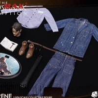 daftoys 16 scale action figure andy denim suit shirt with head carving set fit 12 inch male figure body in stock