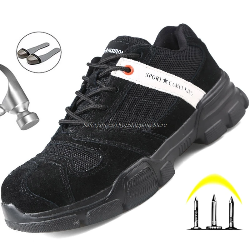 

Fashion Shoes Safety Boots Breathable Shoes Working Boots For Men Steel Toe Cap Shoes Anti-Stabbing Boots Breathable Sneakers