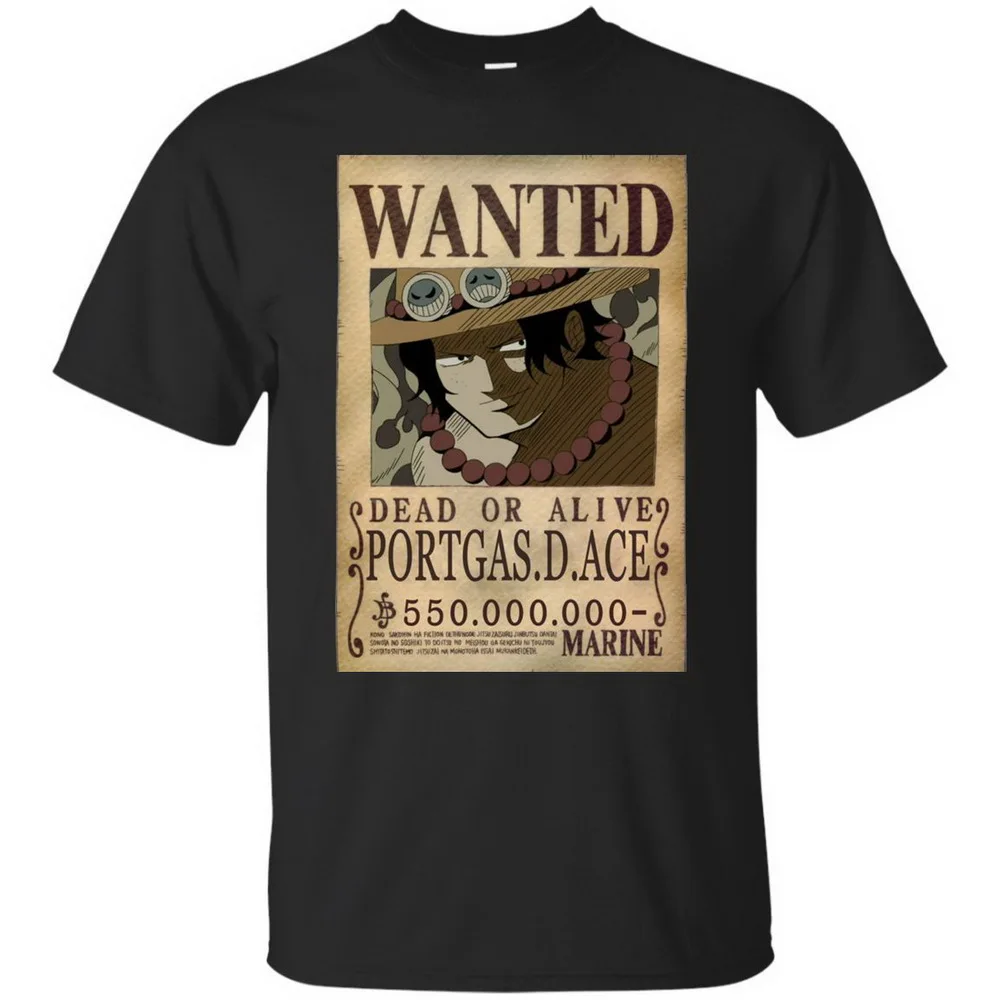 Одна деталь аниме Portgas D. Ace'S want плакат Футболка рукав футболка черный темно
