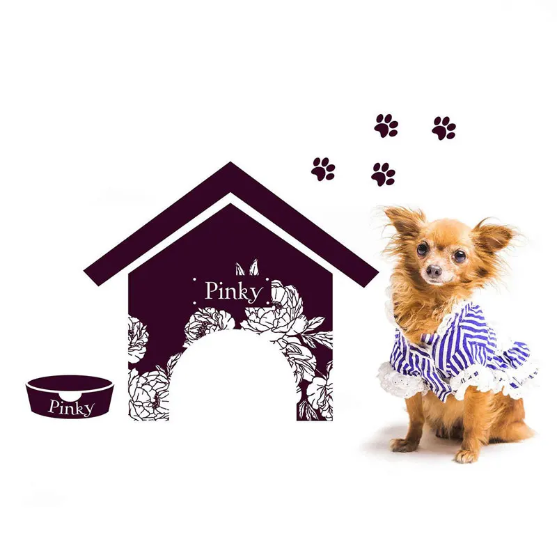 

Custom Dog House Wall Sticker Vinyl Art Home Decor Pet Shop Personalized Dog Name Pow Decals Removable Mural A531