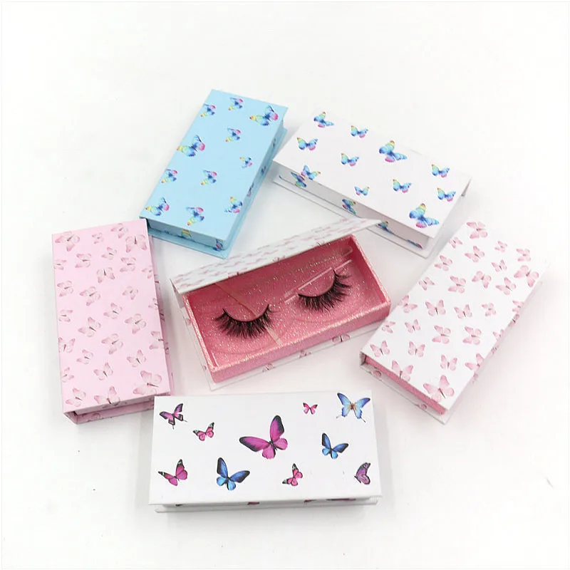 

NEW 20/50/100 pcs Eyelash Packaging Box Wholesale Lashes Boxes Empty Lash Package Cases Pure Color Butterfly 25mm Mink Lash