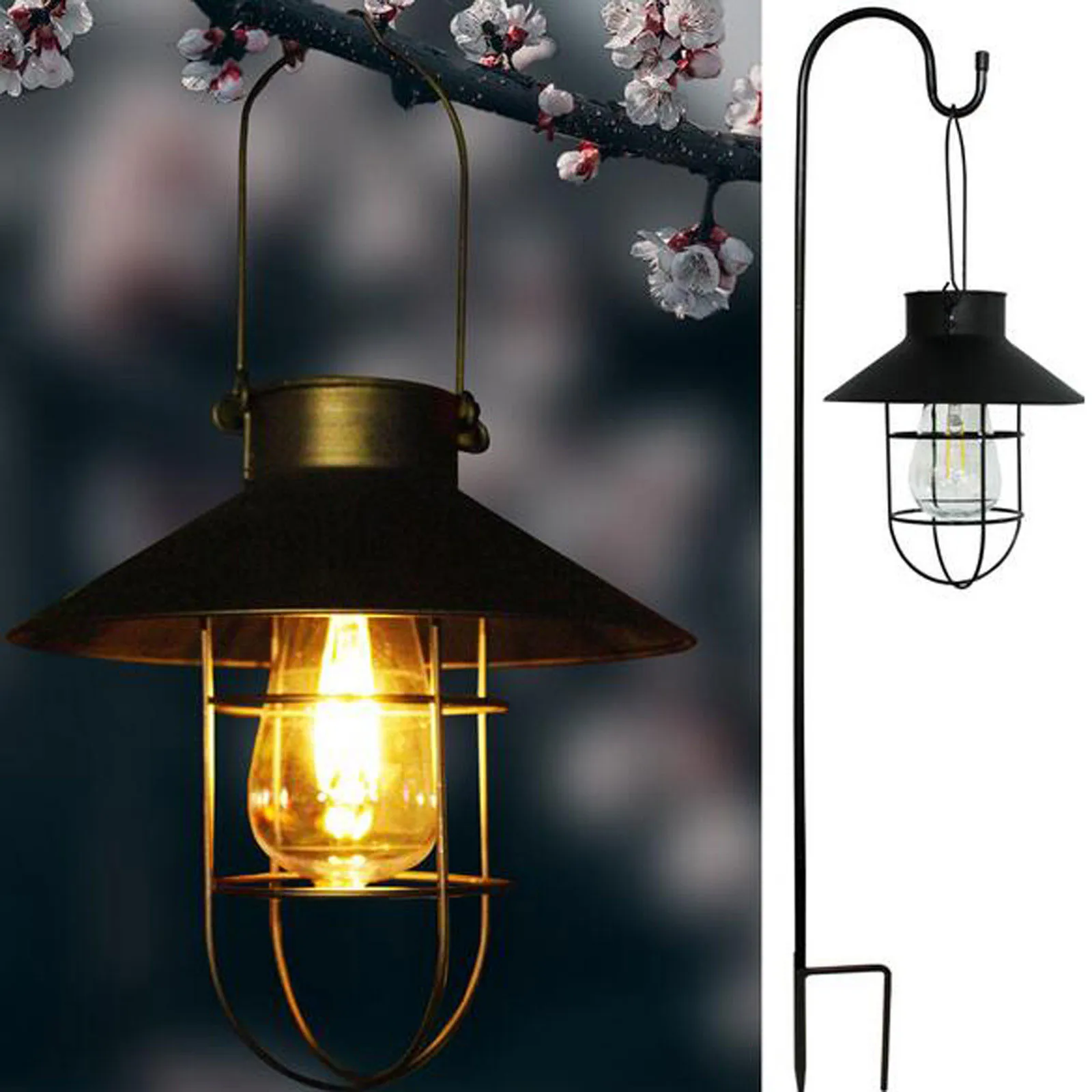 

Retro Solar Lantern Outdoor Hanging Solar Light Vintage Solar Lamp With Warm White Bulb For Garden Yard Patio Xmas Party Decor#g
