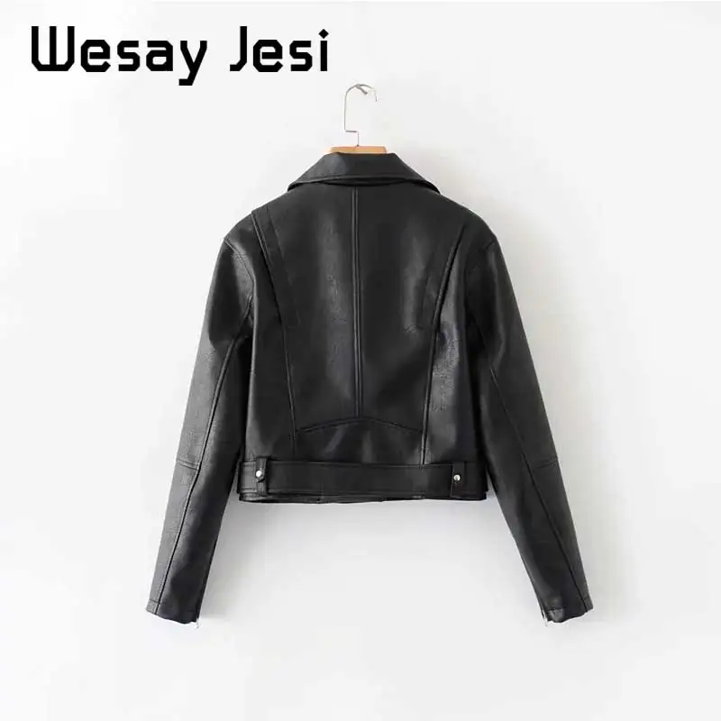 Осенняя женская черная приталенная крутая Женская куртка из искусственной кожи