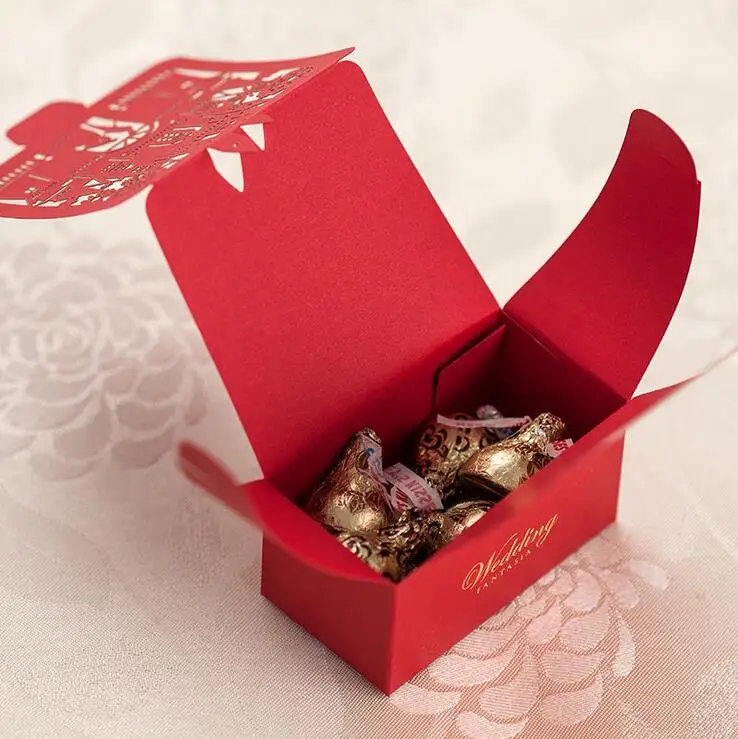 WISHMADE 1 шт. золотистые и красные свадебные коробки с лазерной гравировкой