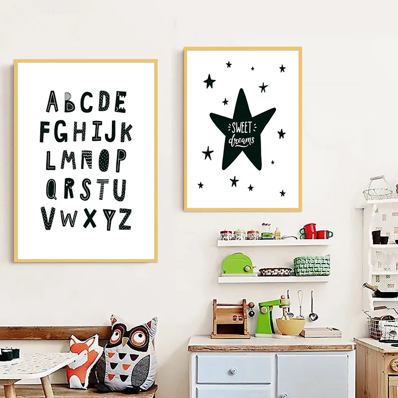 Скандинавская детская цитата искусство холст мультяшная звезда облако картина