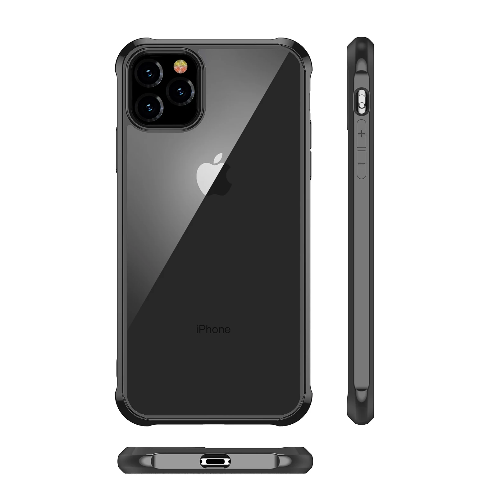 Для нового Apple iPhone 11, для iPhone 11 Pro Max чехол противоударный на 360 градусов прозрачный защитный мягкий ТПУ+ жесткий пластиковый чехол из поликарбоната