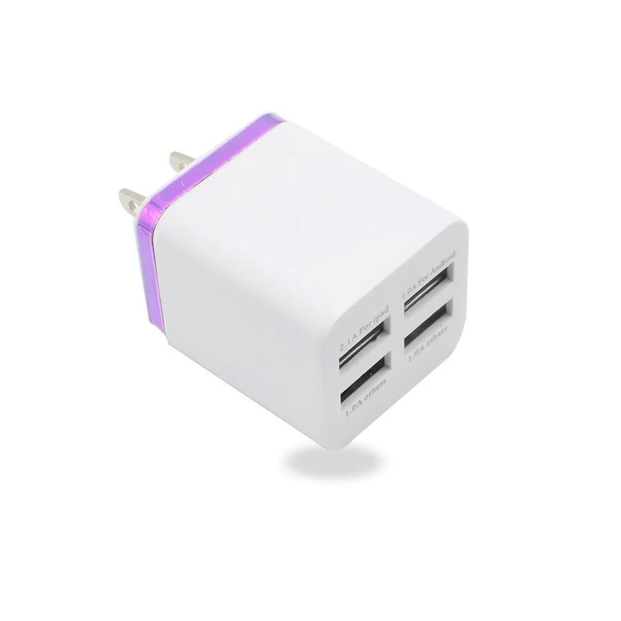 Новое покрытие зарядное устройство 4USB зарядное устройство для мобильного телефона 2.1A 4 USB металлическое боковое зарядное устройство