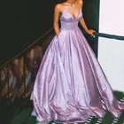 Новинка; Блестящее фиолетовое платье на выпускной; Длинное блестящее платье трапециевидной формы; Красивые вечерние платья для девочек с блестками; Элегантное вечернее платье с открытой спиной и карманами
