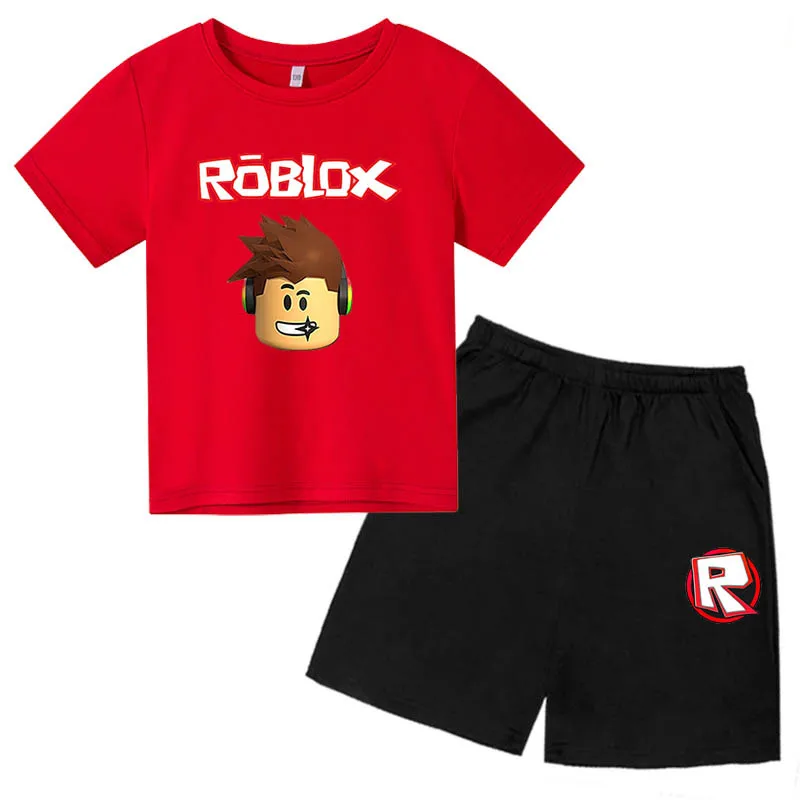 

2021 Girls Boys Summer Clothing Set ROBLOXing Kids Sports T shirt +Pants 2-piece set Baby Clothing Comfortable outfits Pyjamas