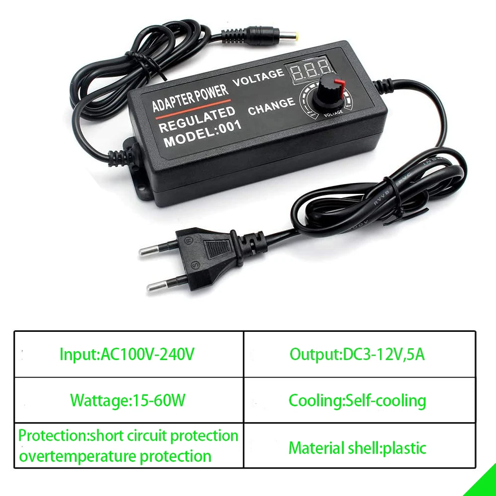 Регулируемый универсальный адаптер питания переменного тока в постоянный ток 3 12