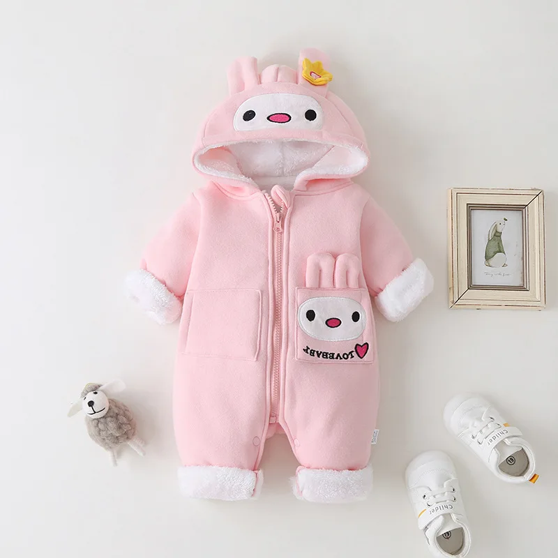 

Baby's winter climbing suit warm and lovely rabbit hatsuit