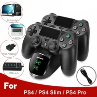 PS4 Dual Controller Fast Charger Dock Station LED Protection Chip Charging Stand For PS4 PS4 Slim PS4 Pro Controller Joystick