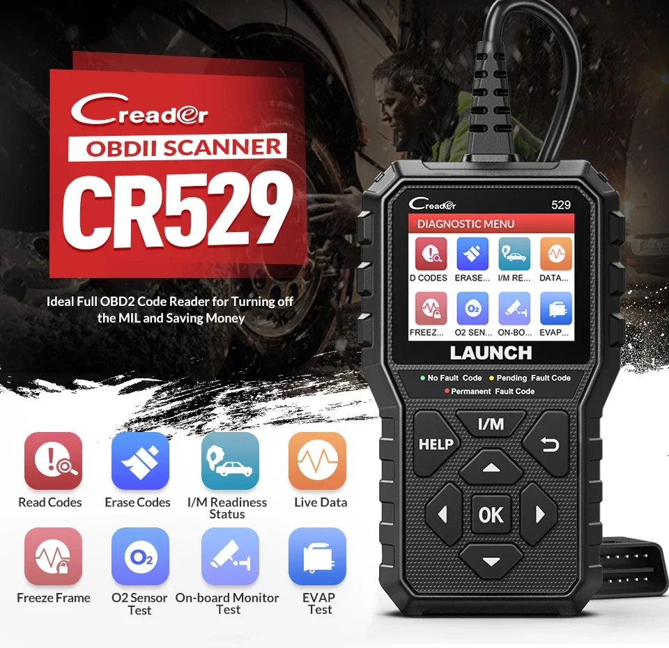 LAUNCH CR529 obd2 сканер obd ii считыватель кодов автоматический диагностический
