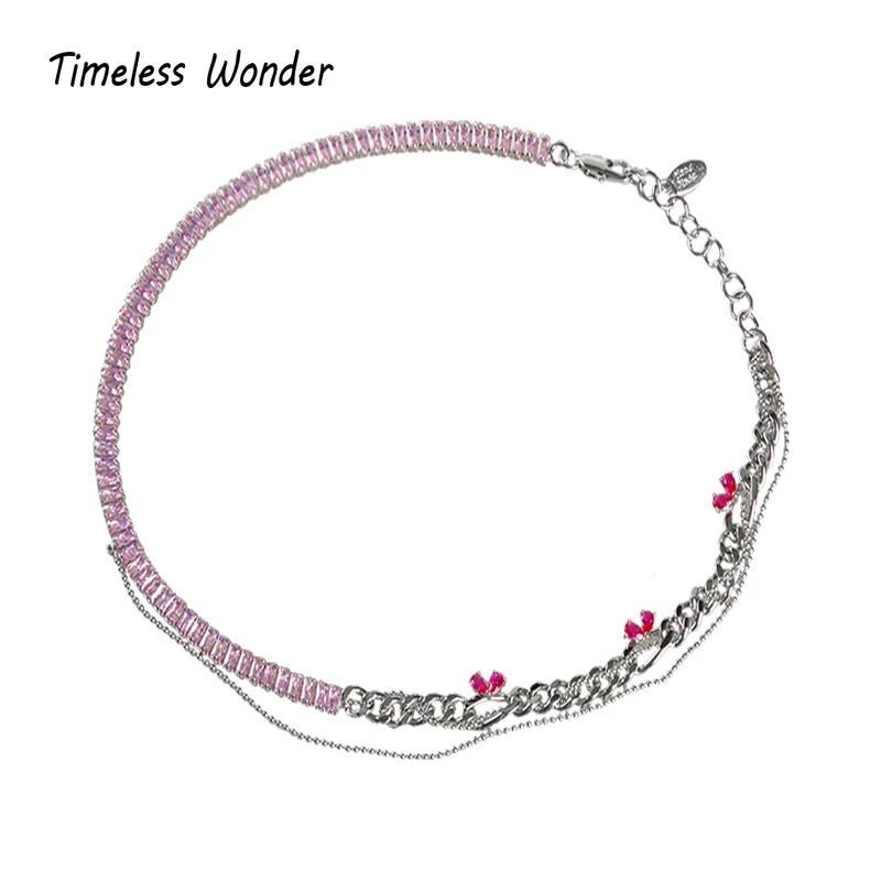 

Timeless Wonder Fancy Zirconia Layered Choker Necklace Women Aesthetics Jewelry Kpop Designer Party Goth Egirl Emo Top Rare 7521