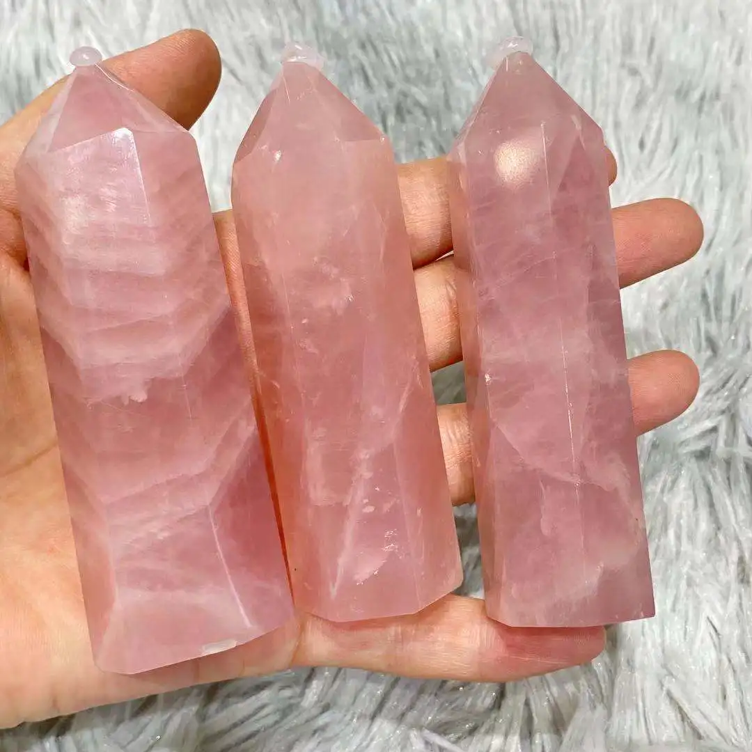 

Натуральный розовый кристалл кварца обелиск рейки лечебный подарок 8-10 см