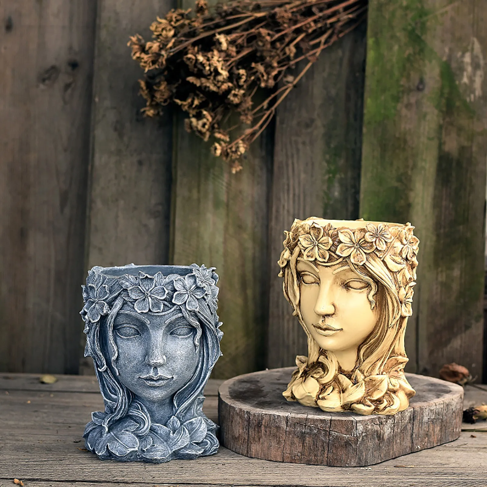 

Head Planter Face Flower Pot Decorative Girl Flower Pot Statue Planter Pot Indoor Outdoor Human Head Flower Pot Macetas