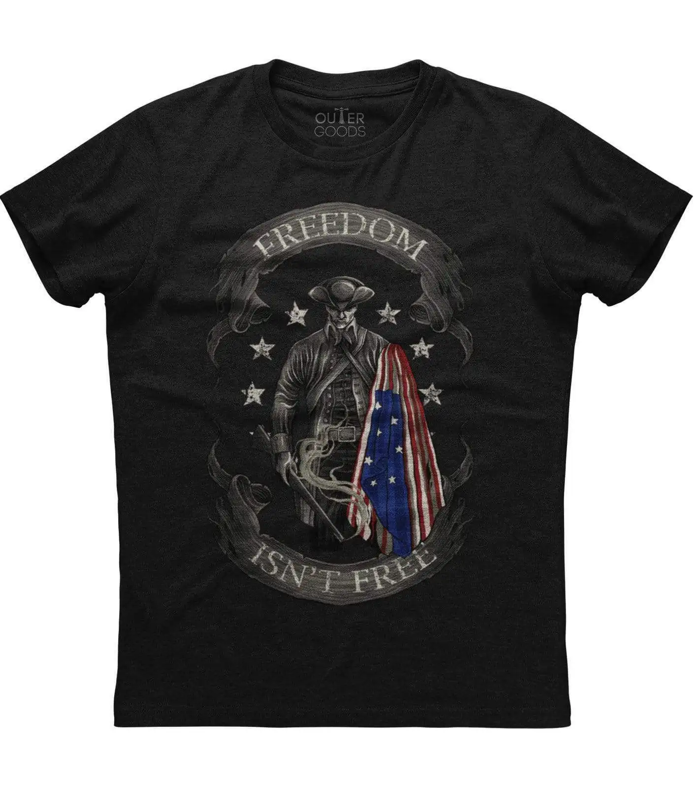 

Freedom Isn't Free. American Flag Soldier Gun Rights Patriotic T-Shirt. Summer Cotton O-Neck Short Sleeve Mens T Shirt New S-3XL