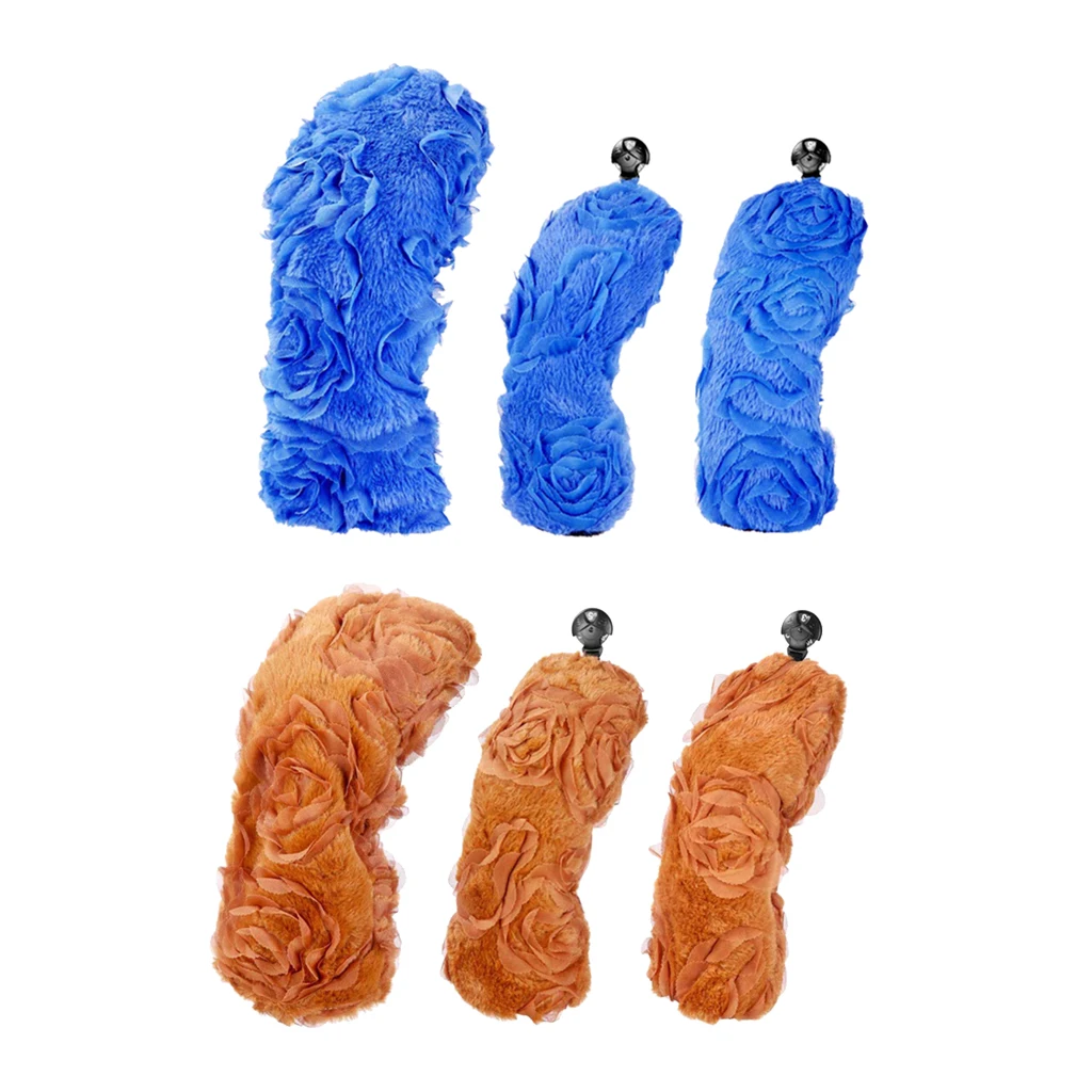 

Novelty Golf Woods Headcover 460cc Wood Driver Head Cover Protector No.1,3,5 - Blue / Brown