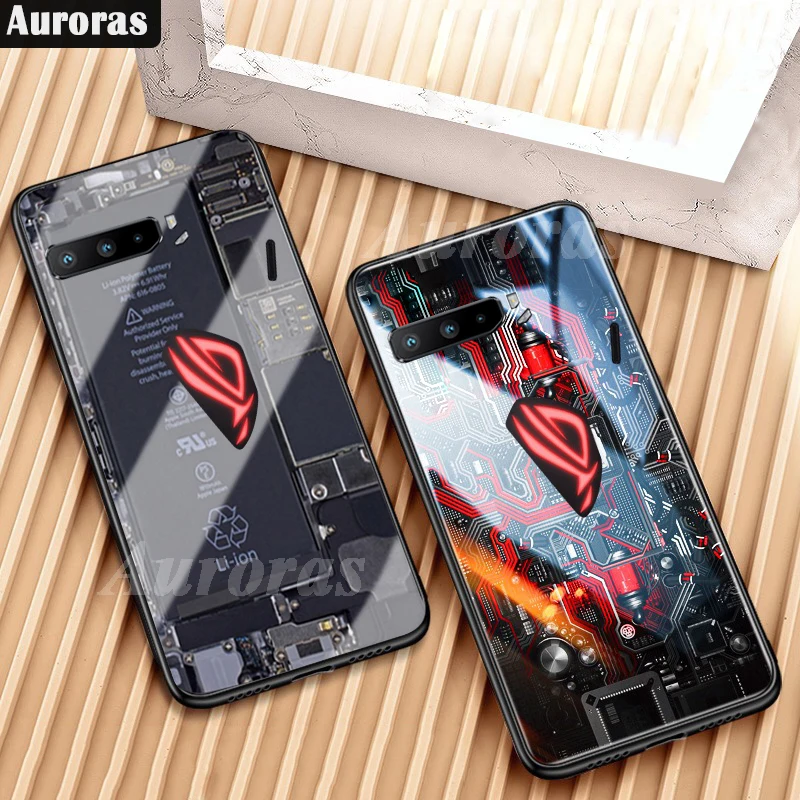 

Auroras For ASUS Rog Phone 3 Case Explorer Painted Tempered Glass Cover For Asus Rog 5 2 5S Pro Shockproof Hard Case Ultimate