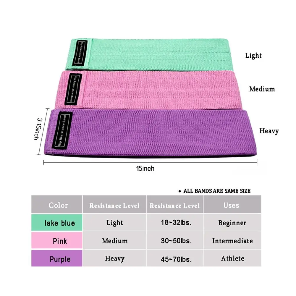 

HOT SALES!!! 3Pcs Anti-Slip Thigh Hip Elastic Yoga Pilates Fitness Training Resistance Band