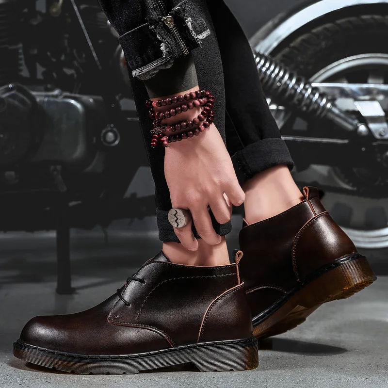 KATESEN/Новинка мужские ботинки из натуральной кожи модные зимние теплые плюшевые