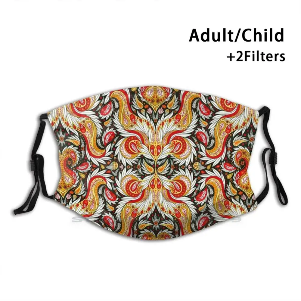 

Многоразовая маска для лица с рисунком Пейсли, красная, желтая, оранжевая, черно-белая, с фильтрами