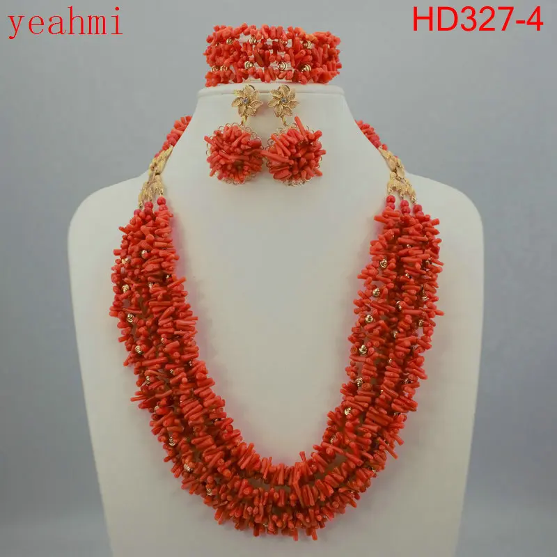 Коралловые бусы комплекты ювелирных изделий новейшего дизайна нигерийские