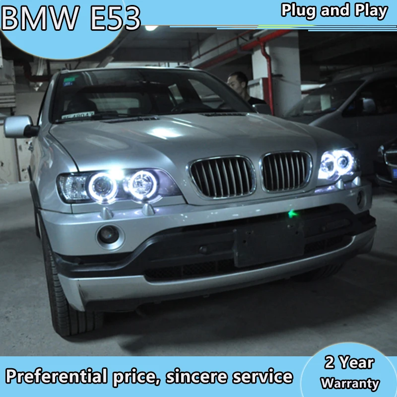 2 шт. фары для BMW X5 E53 светодиодные Angel Eyes 1998 1999 2000 2001 2002 2003 года с комплектом HID
