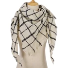 Дизайнерский вязаный весенне-зимний женский шарф, клетчатые теплые кашемировые шарфы, шали, роскошная брендовая Шейная бандана, Женская Пашмина