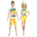 NK 2 компл.Лот, Повседневная Одежда для кукол Барби, Одежда для кукол Барби, летние рубашки, шорты, штаны, одежда для Кена, игрушка-кукла для мальчиков