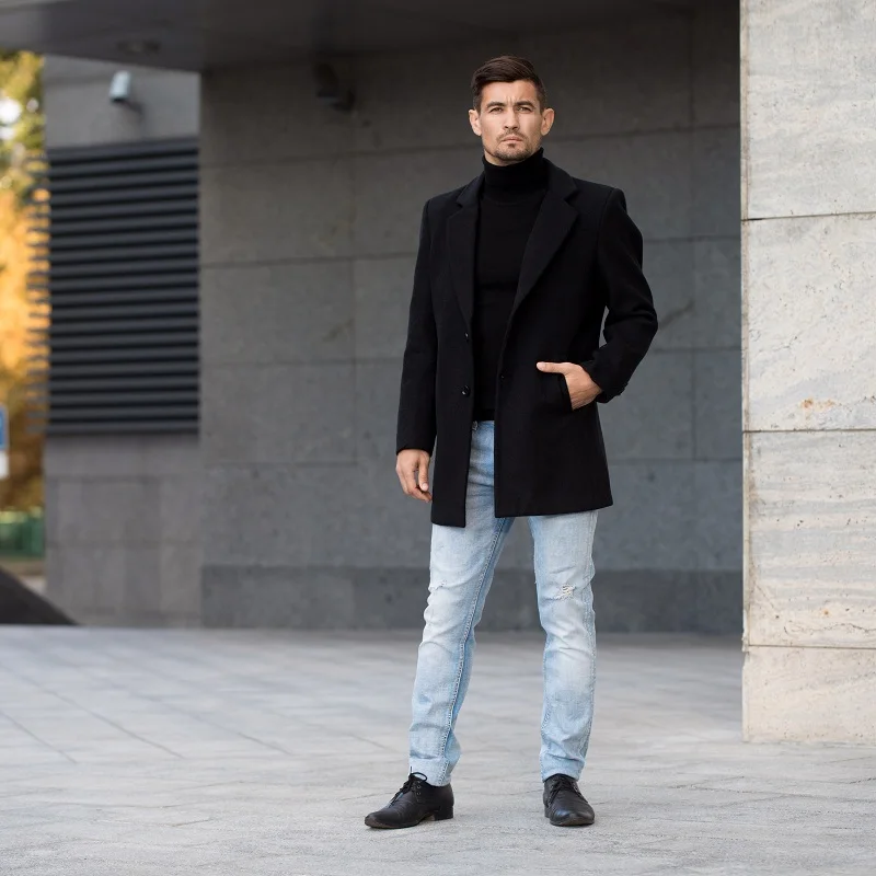 TIAN QIONG Brand Men Wool Coats Autumn Winter New Solid Color High Quality 's Luxurious Blends Coat Male | Мужская одежда
