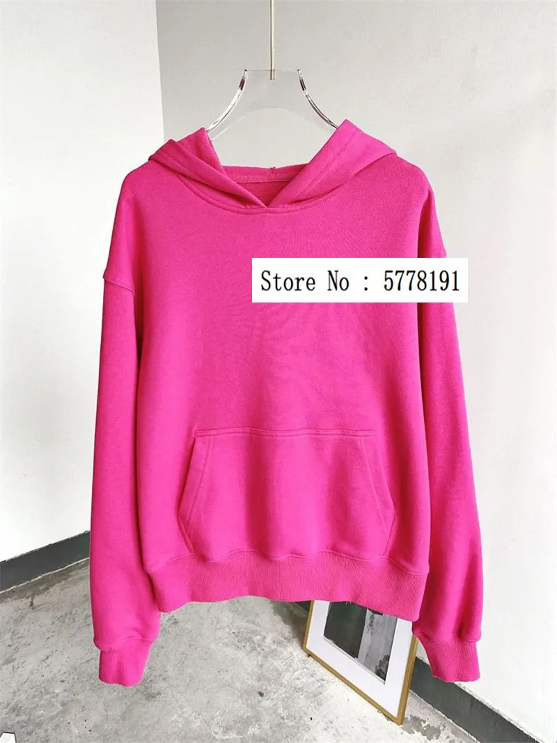 

2021 Peach Color Woman Casual Sweatshirt Hooded Drop Shoulder Oversized Pullovers Letter Embroiderey Long Sleeves Front Pocket