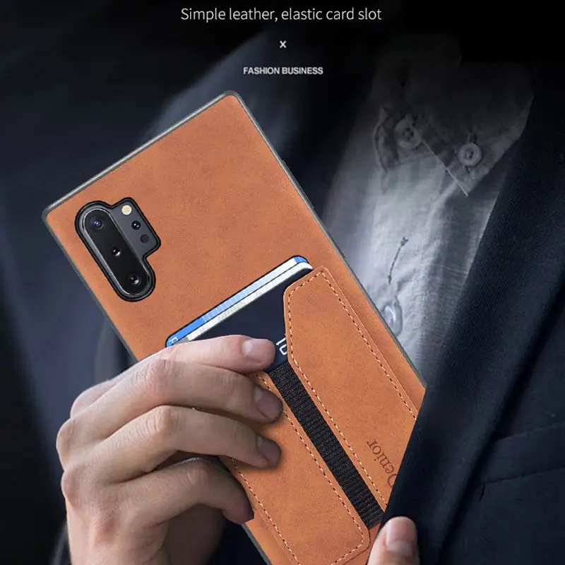 Leather Case For Samsung Note 9 10 20 Plus For Samsung S10 S20 S21 Plus Ultra Elastic Card Slot Case Cover