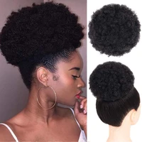 puff afro curly ponytail chignon wig drawstring ponytail short afro kinky pony tail clip in on african synthetic hair bun pieces