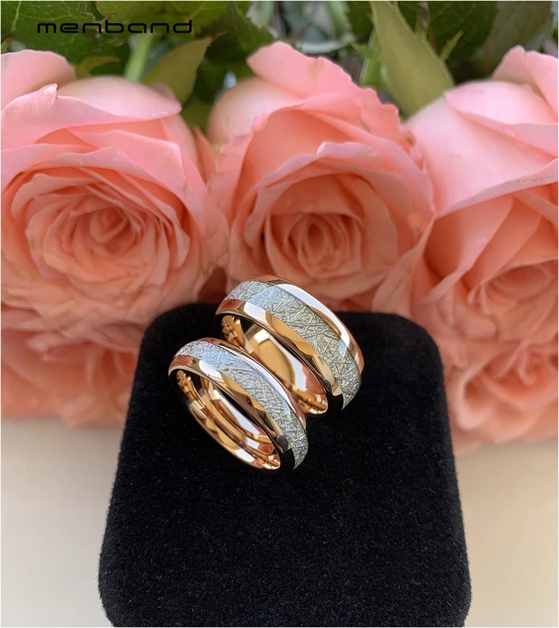 Для мужчин женщин розовое Золотое обручальное кольцо Вольфрам с яркими