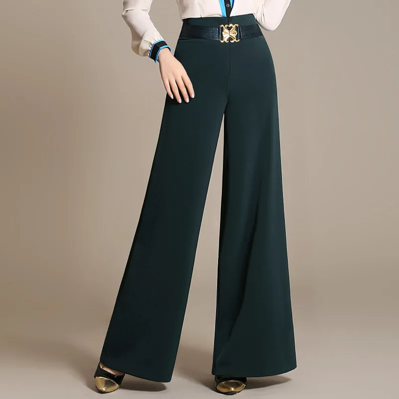 Женские брюки с высокой талией и широкими штанинами Элегантные повседневные