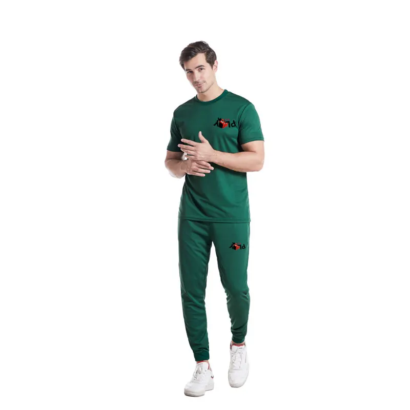 

Fashionally-printed Cotton Comfortable Short-sleeved T-shirt Casual Trousers Men's Sports Suit Loose Breathable Sweat Absorption