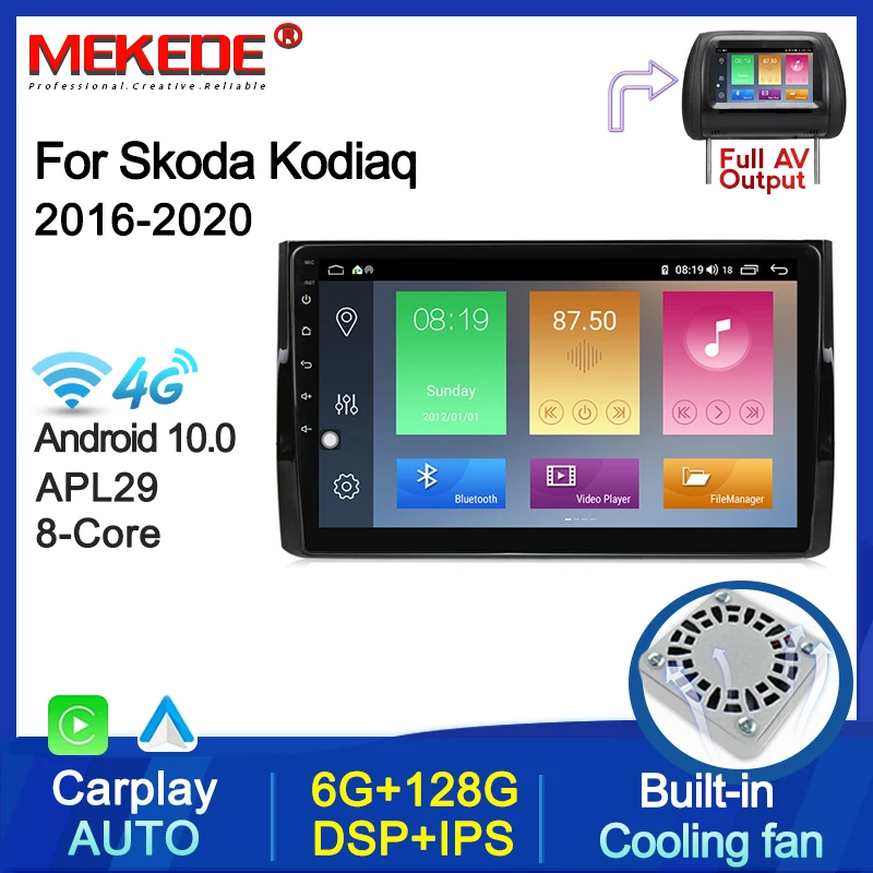 

Автомагнитола 2DIN для Skoda Kodiaq 2016-2020, мультимедийный видеоплеер с навигацией, GPS, Carplay, Wi-Fi, 4G, Lte, IPS, DSP, Android 10
