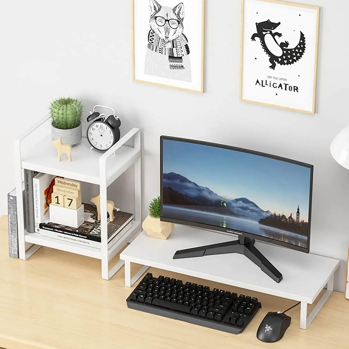 Monitor Holder TV Computer Riser Table Stand Set Desktop Laptop Screen Shelf Organizer Rack Home Office Lapdesk | Компьютеры и офис