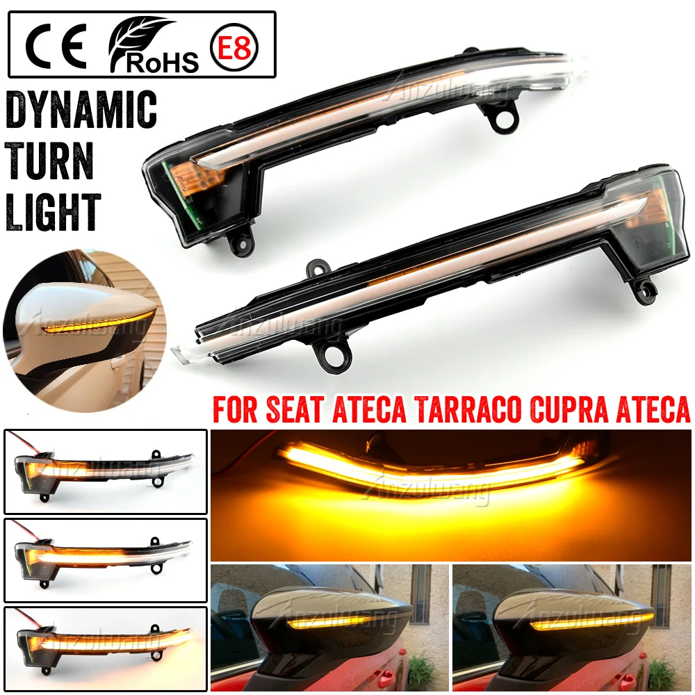 For Seat 5D Cupra Ateca Tarraco 2016-2019 Auto LED Dynamic Blinker Turn Signal Light Rearview Mirror Indicator Car Accessories